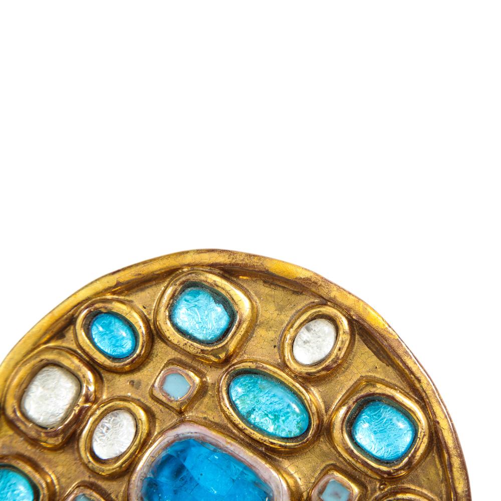 Mithé Espelt Box, Ceramic, Jeweled, Gold and Turquoise 4