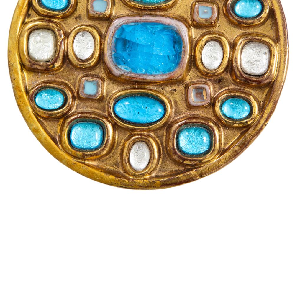 Mithé Espelt Box, Ceramic, Jeweled, Gold and Turquoise 5