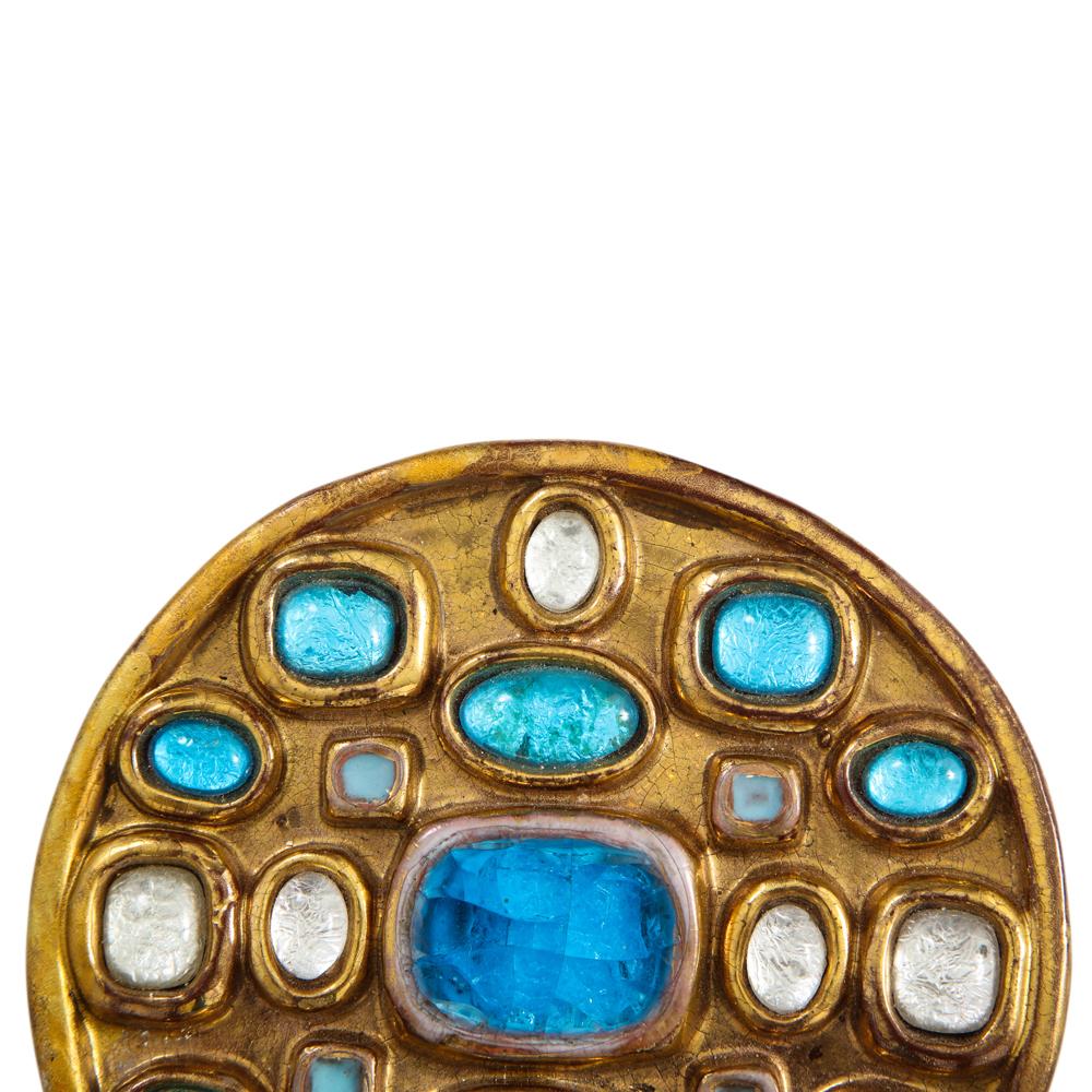Mithé Espelt Box, Ceramic, Jeweled, Gold and Turquoise 2