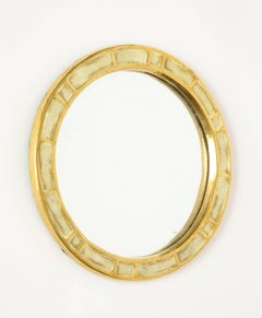 Mithé Espelt Ceramic Gold Enamel Mirror and Box, France, 1960s