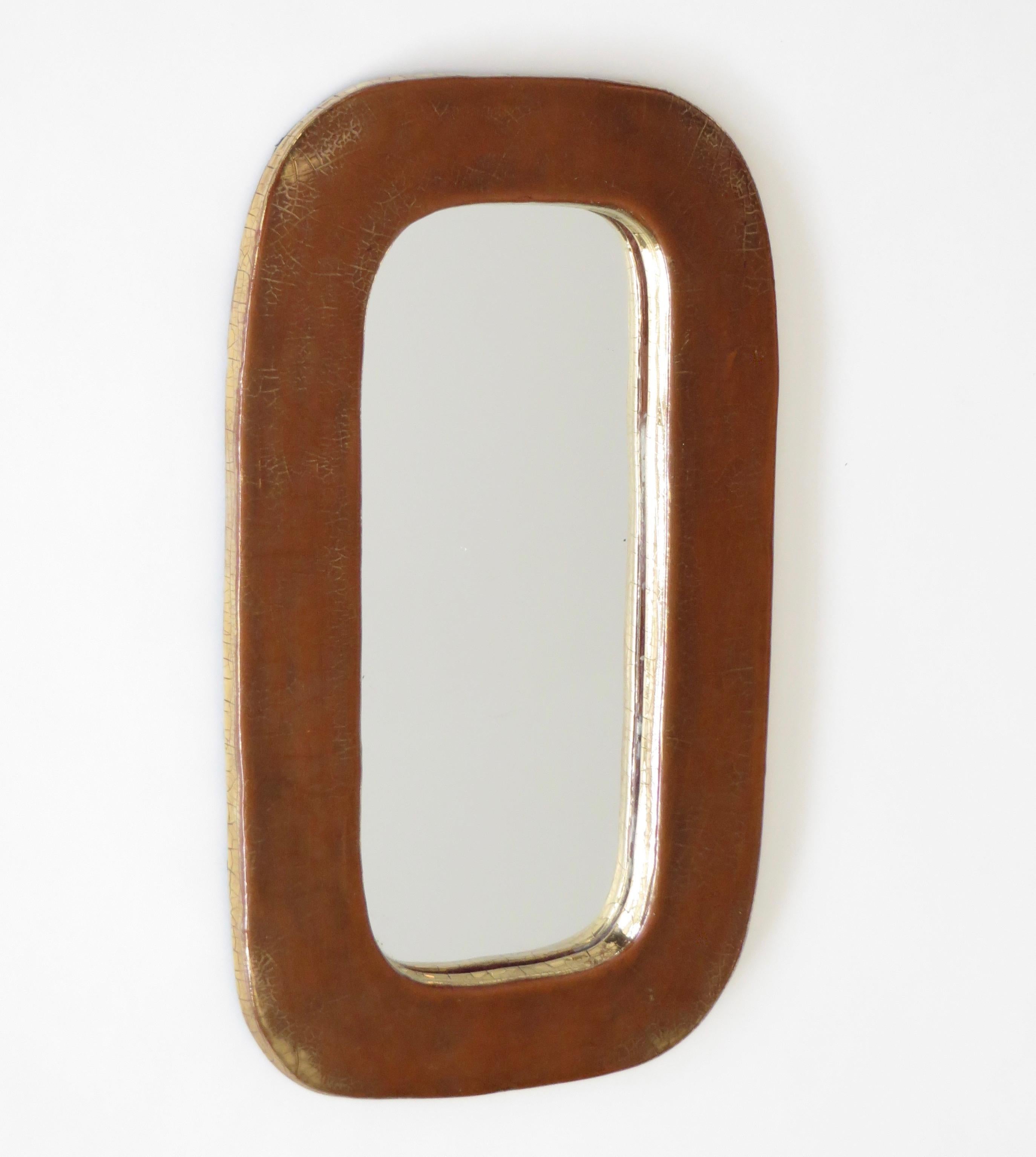 Mithé Espelt French Gilded Burnt Caramel Gold Glazed Ceramic Mirror In Good Condition In Chicago, IL