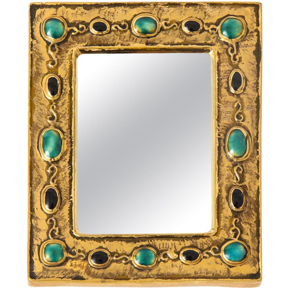 Specchio Francois Lembo, Ceramica, Gioiello, Giada, Oro, Nero, Firmato