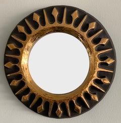 Mithé Espelt Round Gilt Ceramic Sunburst Mirror