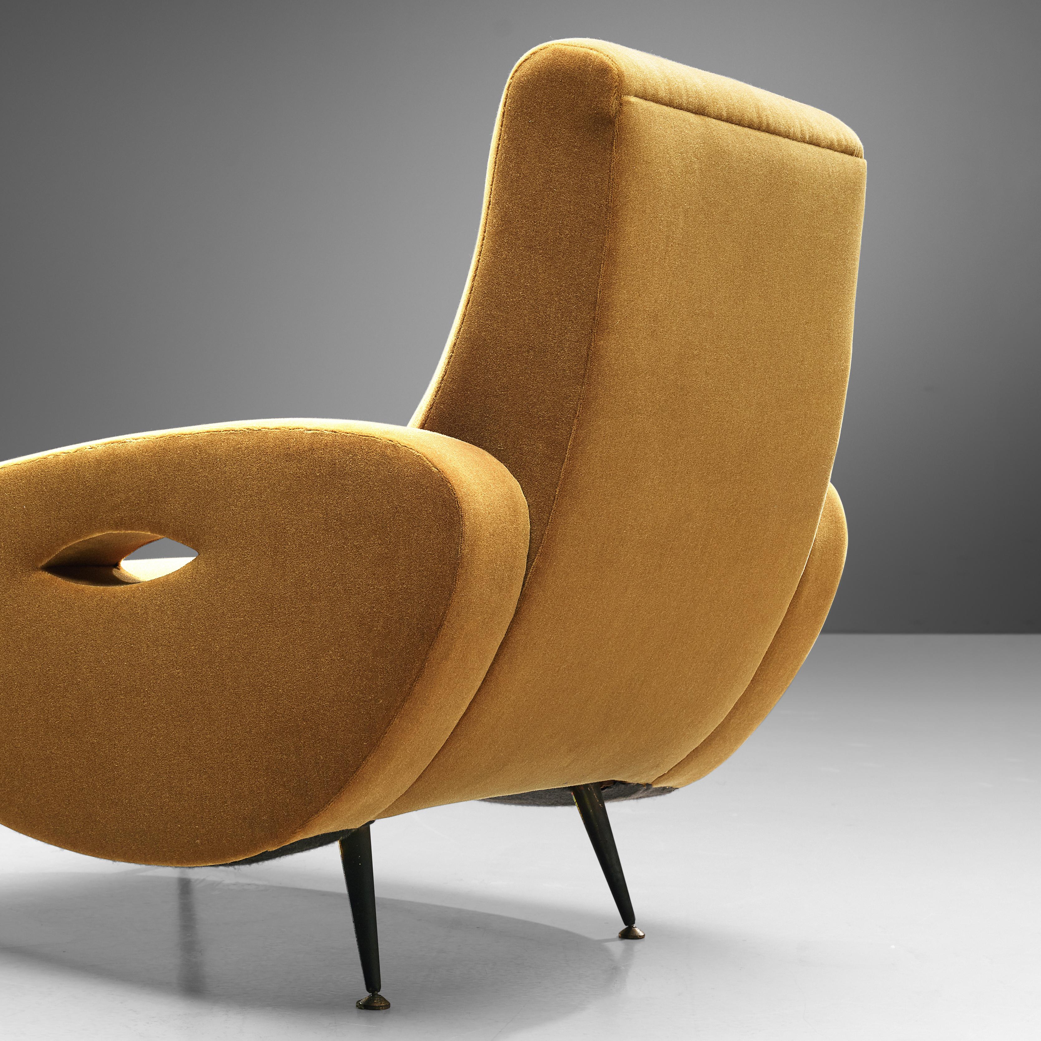 Mid-Century Modern François Letourneur Lounge Chair in Reupholstered in Yellow Velvet Upholstery