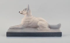 Francois Levallois, Reclining Dog in Ceramics, Art Deco Style, 1940s