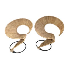 François Liguori 'Zest' Lounge Chairs - Wicker/Rattan originale - 1988 - Set di 2