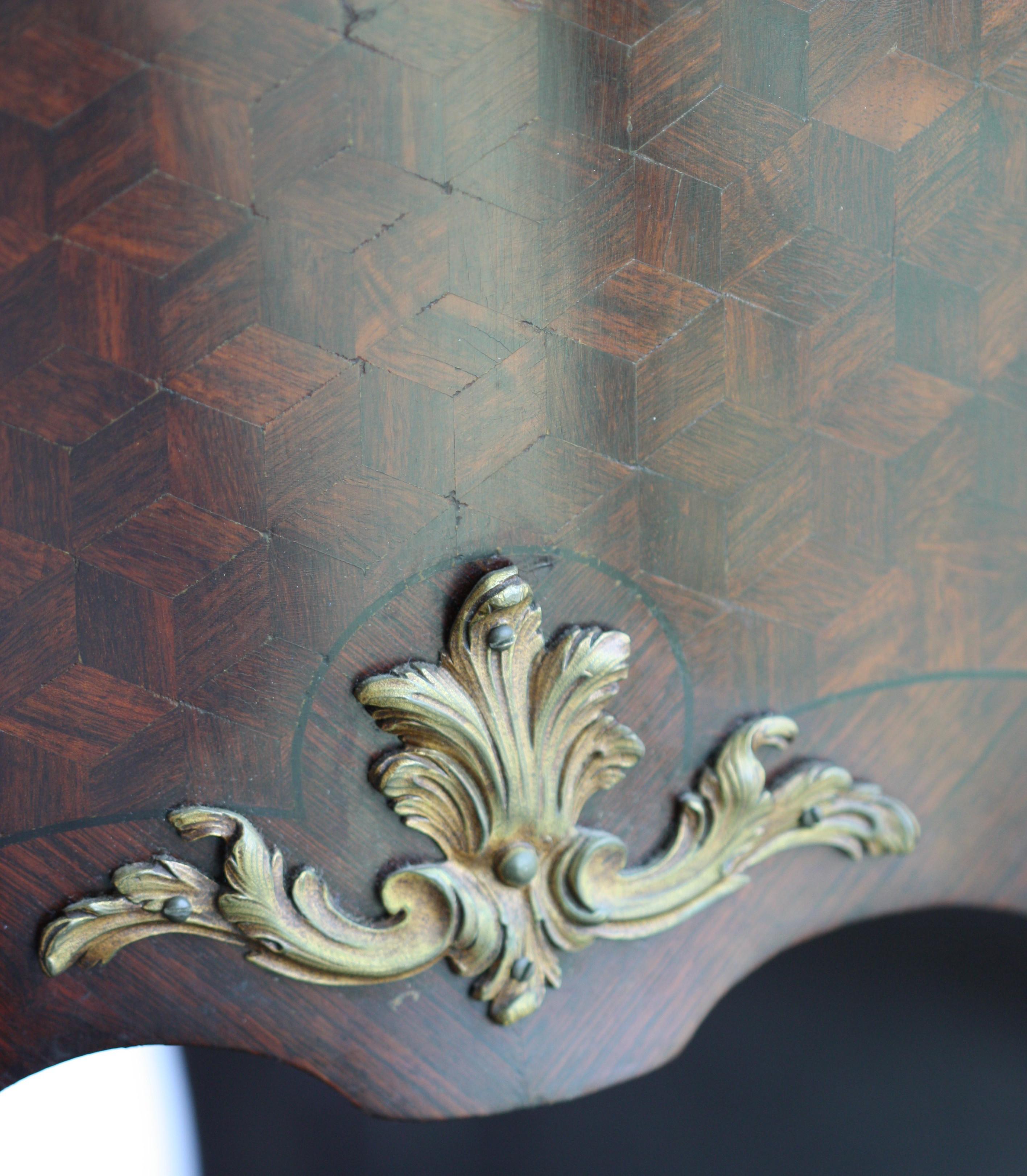 Wood François Linke a Louis XV Style Ormolu Mounted Kingwood and Parquetry For Sale