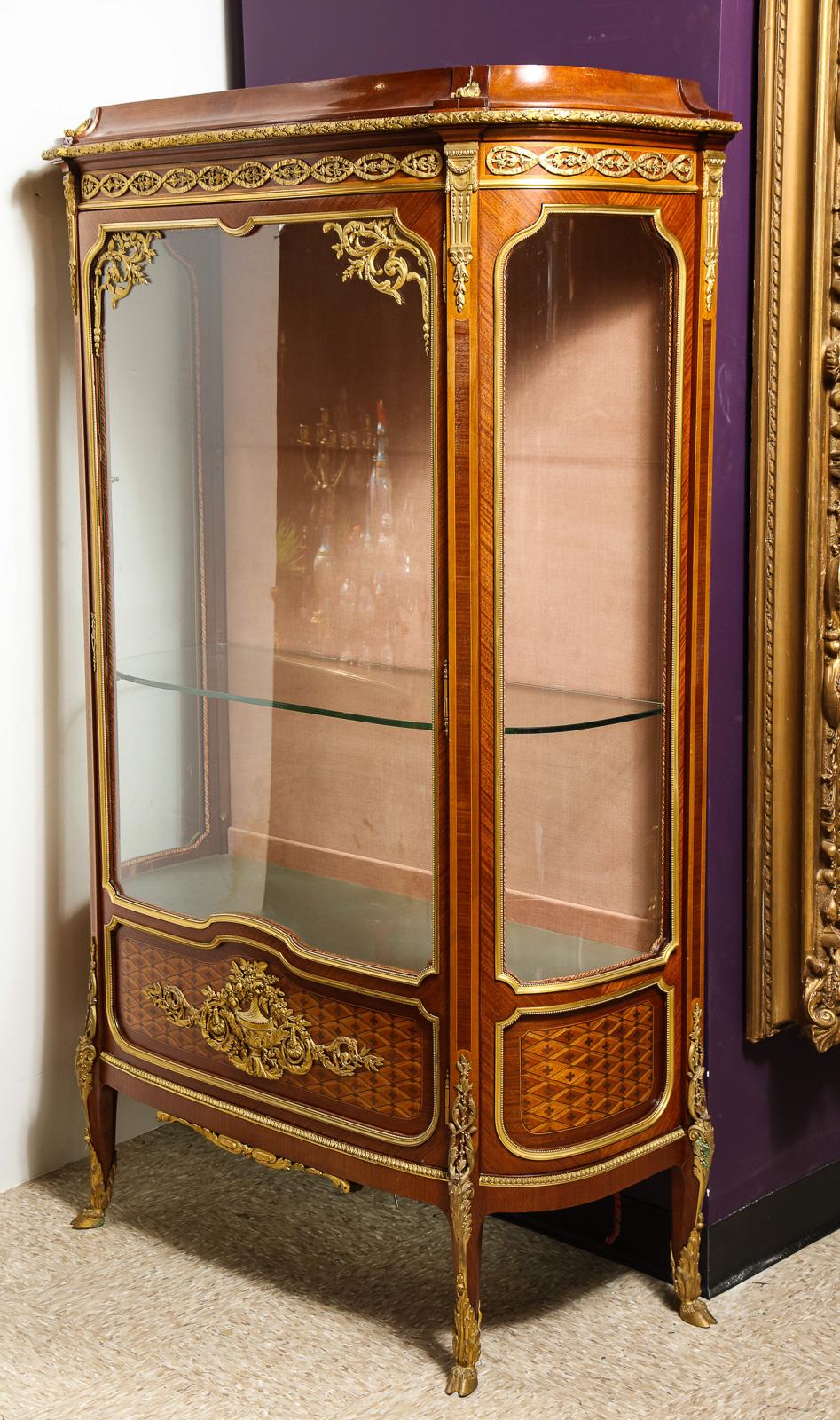 Francois Linke, an exceptional French Ormolu-Mounted Kingwood Vitrine Cabinet, circa 1880.

Of square rectangular form, with marquetry details and exceptional French bronze mounts, this vitrine is of grand proportions. Very large in size and very