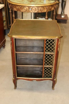 Francois Linke Attributed Petite Embossed Leather Bronze Mounted Bookcase