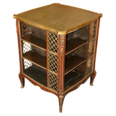 Francois Linke Attributed Petite Embossed Leather Bronze Mounted Bookcase