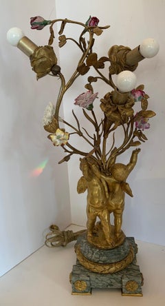 Francois Linke French Louis XV Bronze Porcelain Pair Cupid Cherub Candelabras