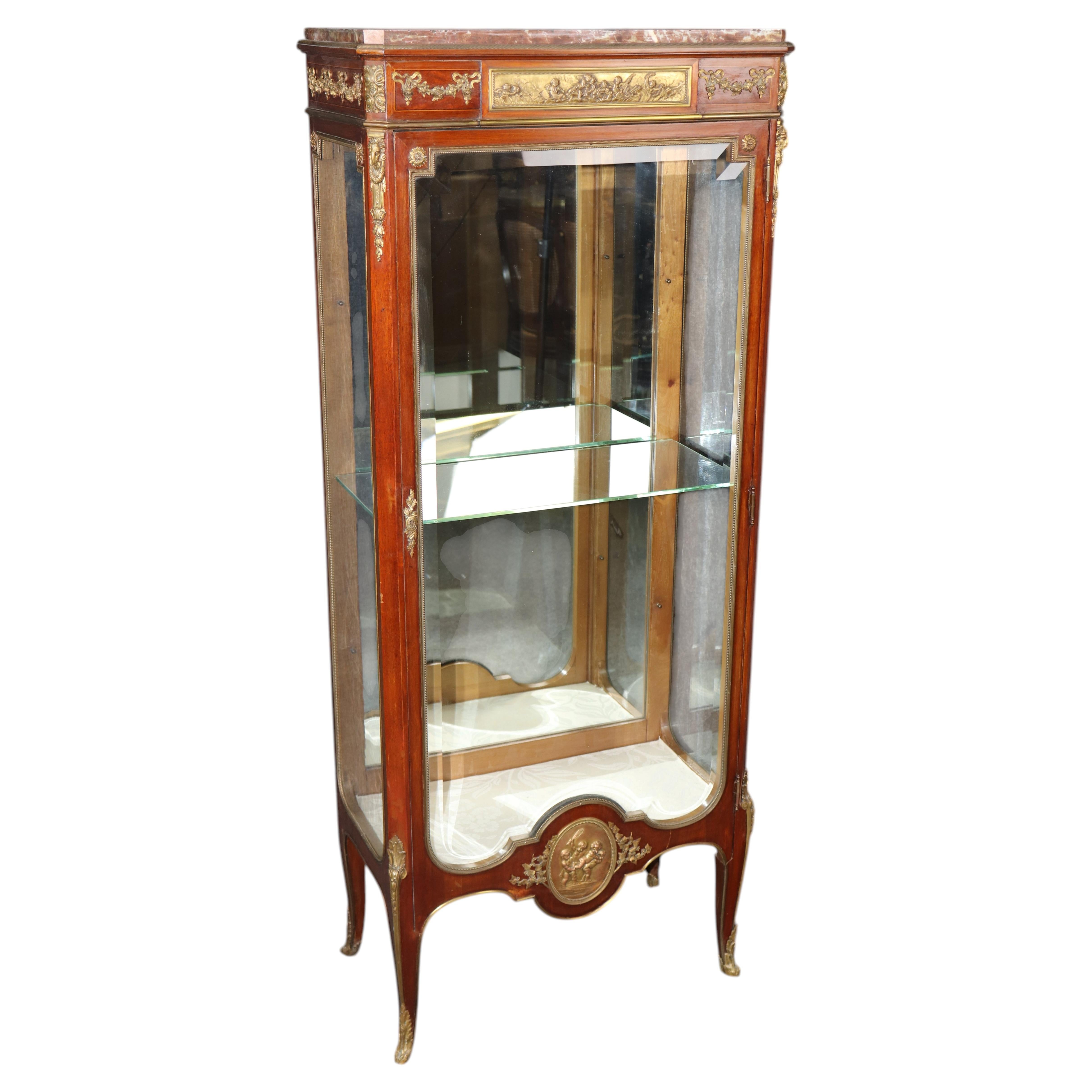 Francois Linke - Vitrina stretta montata in bronzo in stile Luigi XV C. 1915