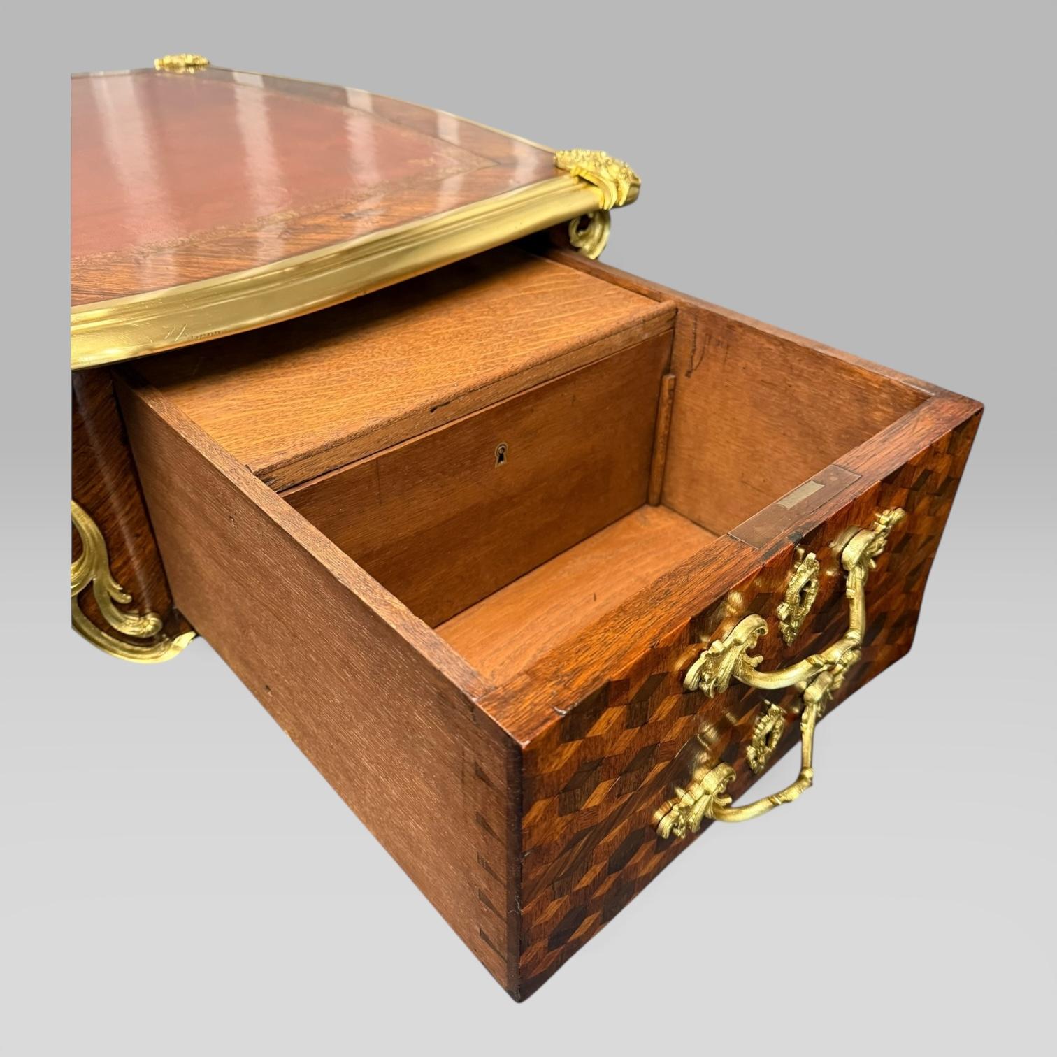 François Linke French Louis XVI Ormolu Kingwood Bureau Plat Desk, c.1889 For Sale 8