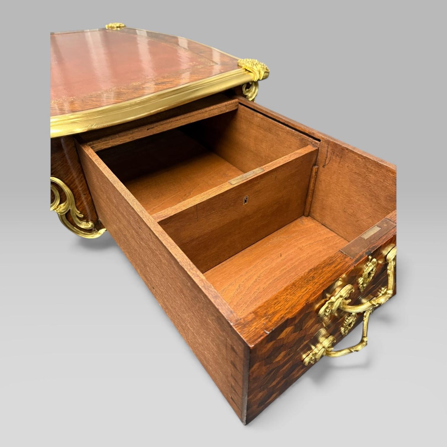 François Linke French Louis XVI Ormolu Kingwood Bureau Plat Desk, c.1889 For Sale 9