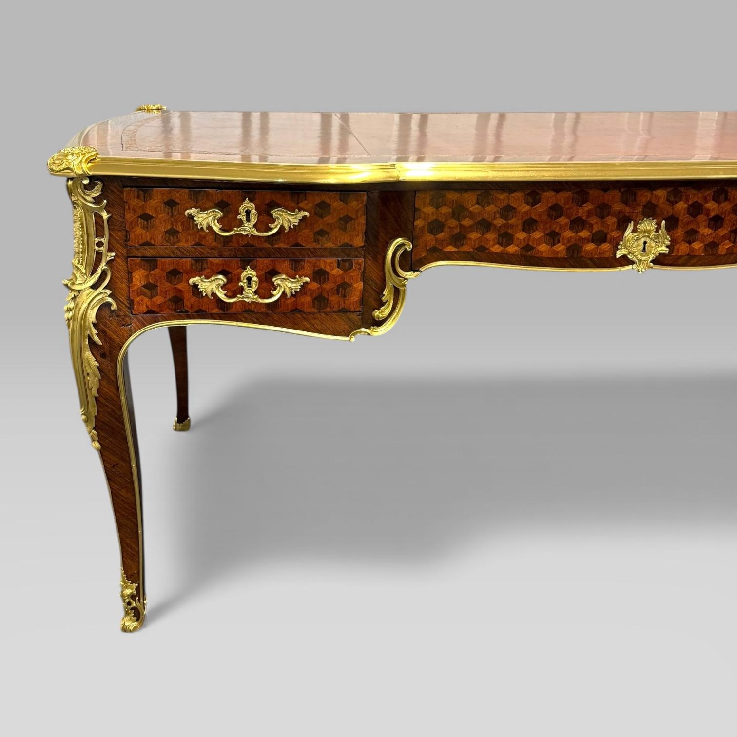 François Linke French Louis XVI Ormolu Kingwood Bureau Plat Desk, c.1889 For Sale 10