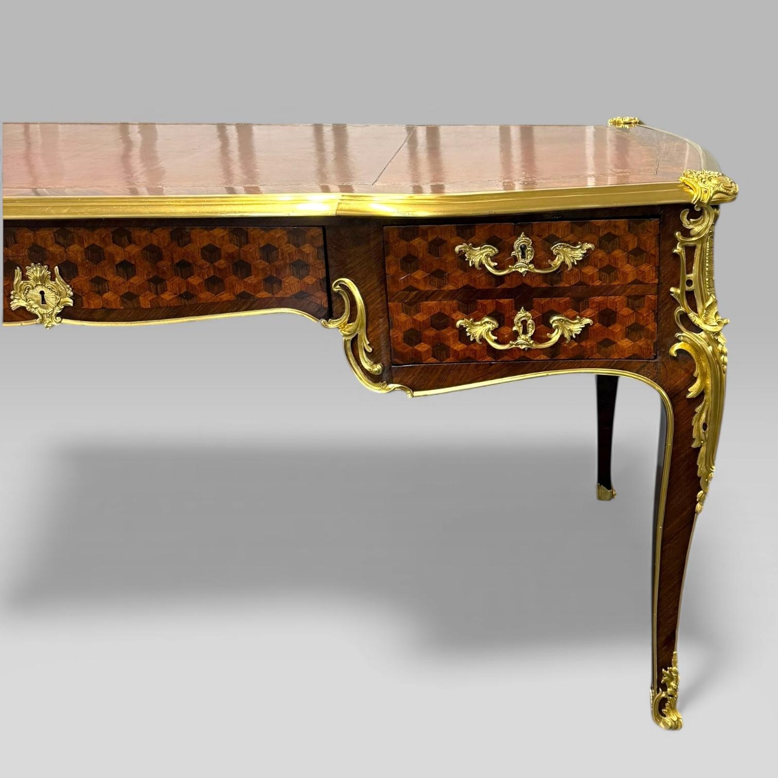 François Linke French Louis XVI Ormolu Kingwood Bureau Plat Desk, c.1889 For Sale 11