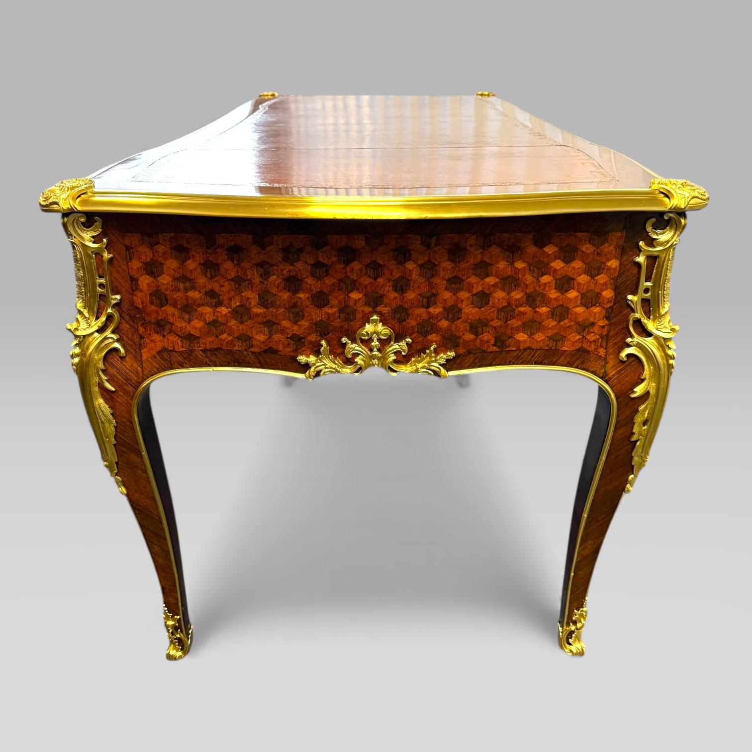 François Linke French Louis XVI Ormolu Kingwood Bureau Plat Desk, c.1889 For Sale 13