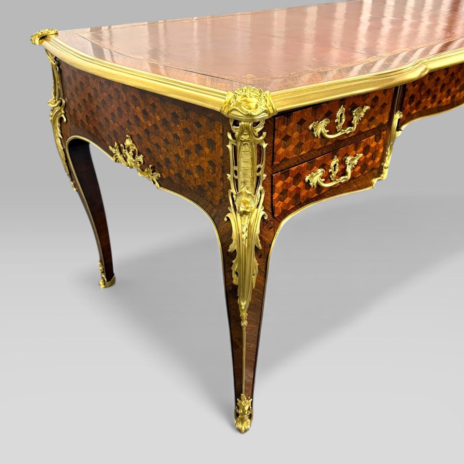 François Linke French Louis XVI Ormolu Kingwood Bureau Plat Desk, c.1889 For Sale 2