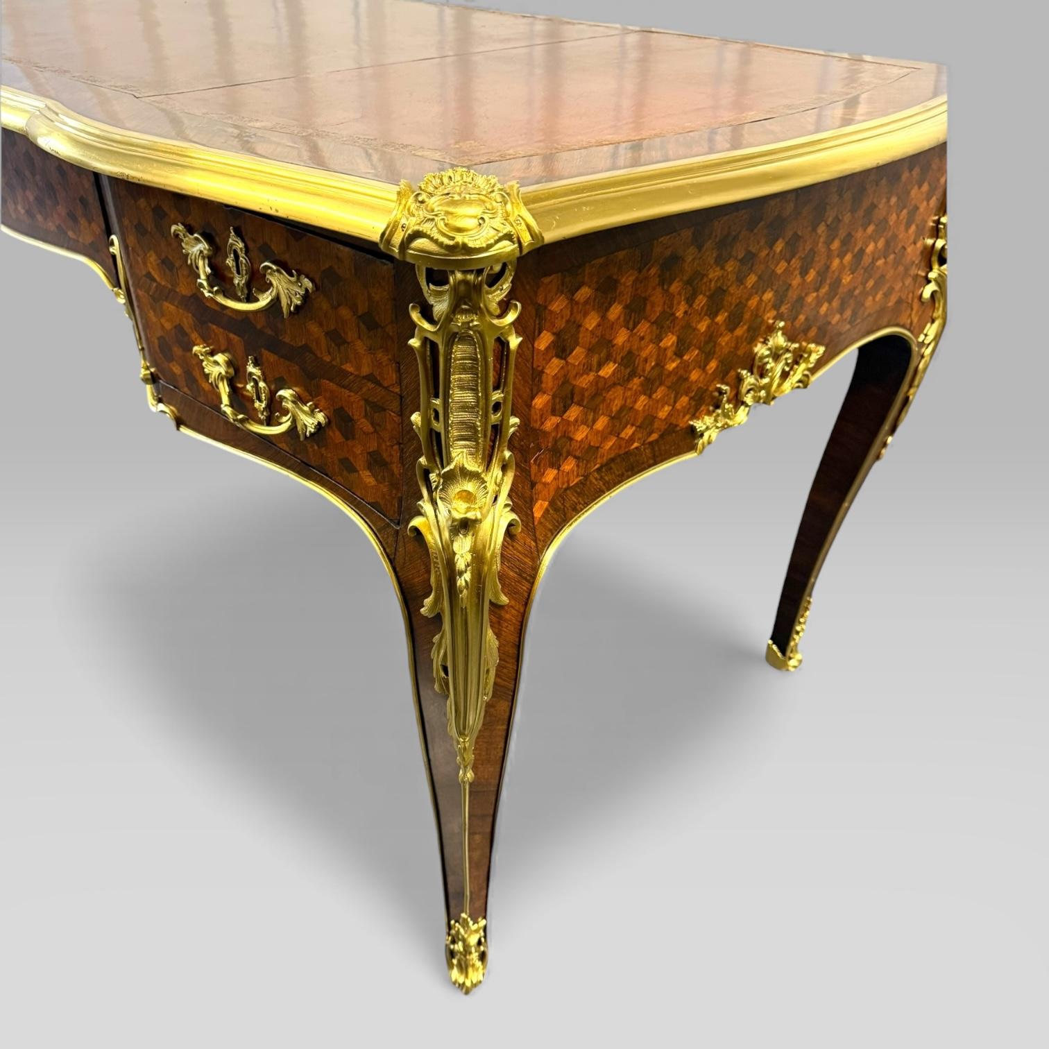 François Linke French Louis XVI Ormolu Kingwood Bureau Plat Desk, c.1889 For Sale 3
