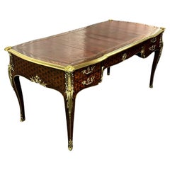 François Linke French Louis XVI Ormolu Kingwood Bureau Plat Desk, c.1889
