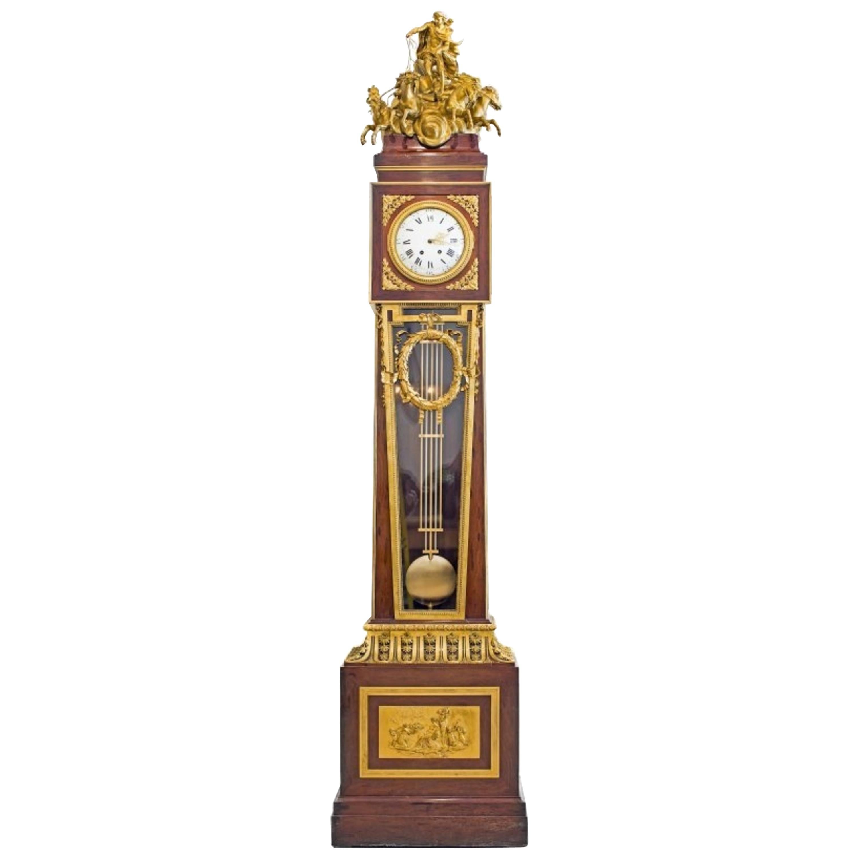 Vergoldete Bronzemontiertes Veilchenholz und satiniertes Regulateur De Parquet von Francois Linke im Angebot