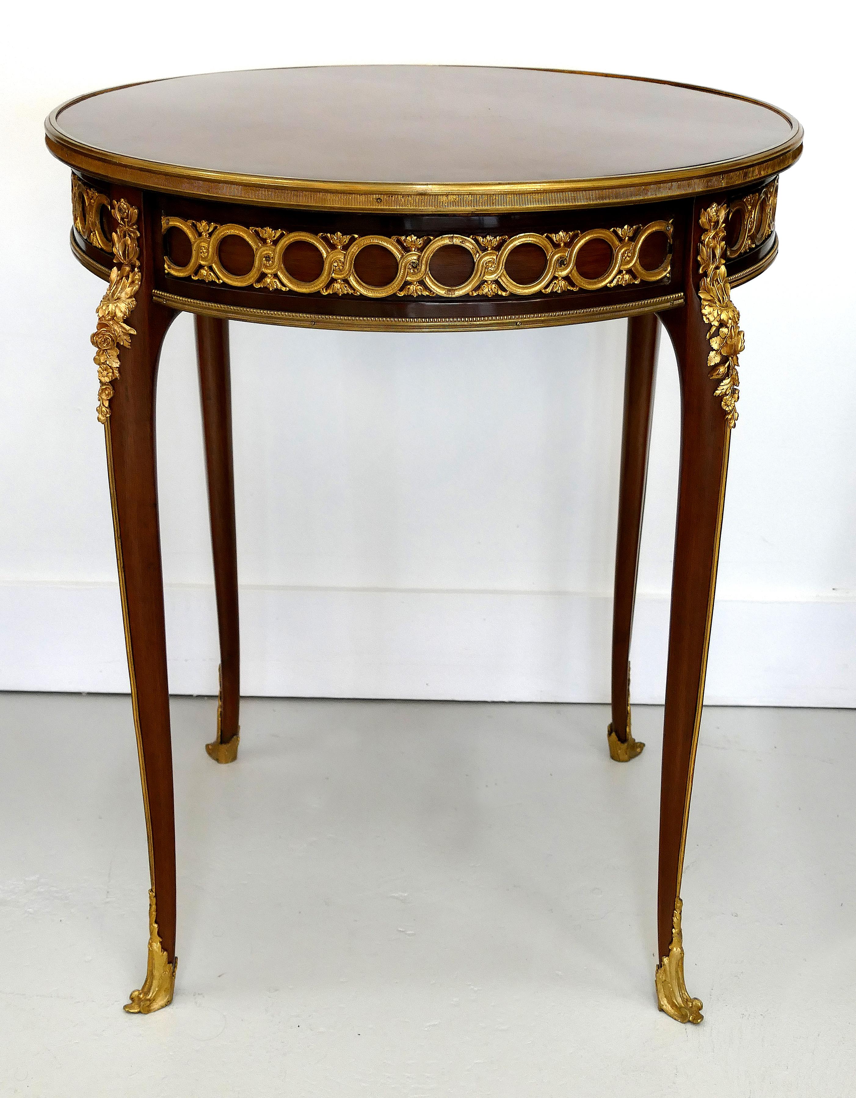 Louis XV Francois Linke Gueridon with Parquetry and Gilt Bronze Mounts