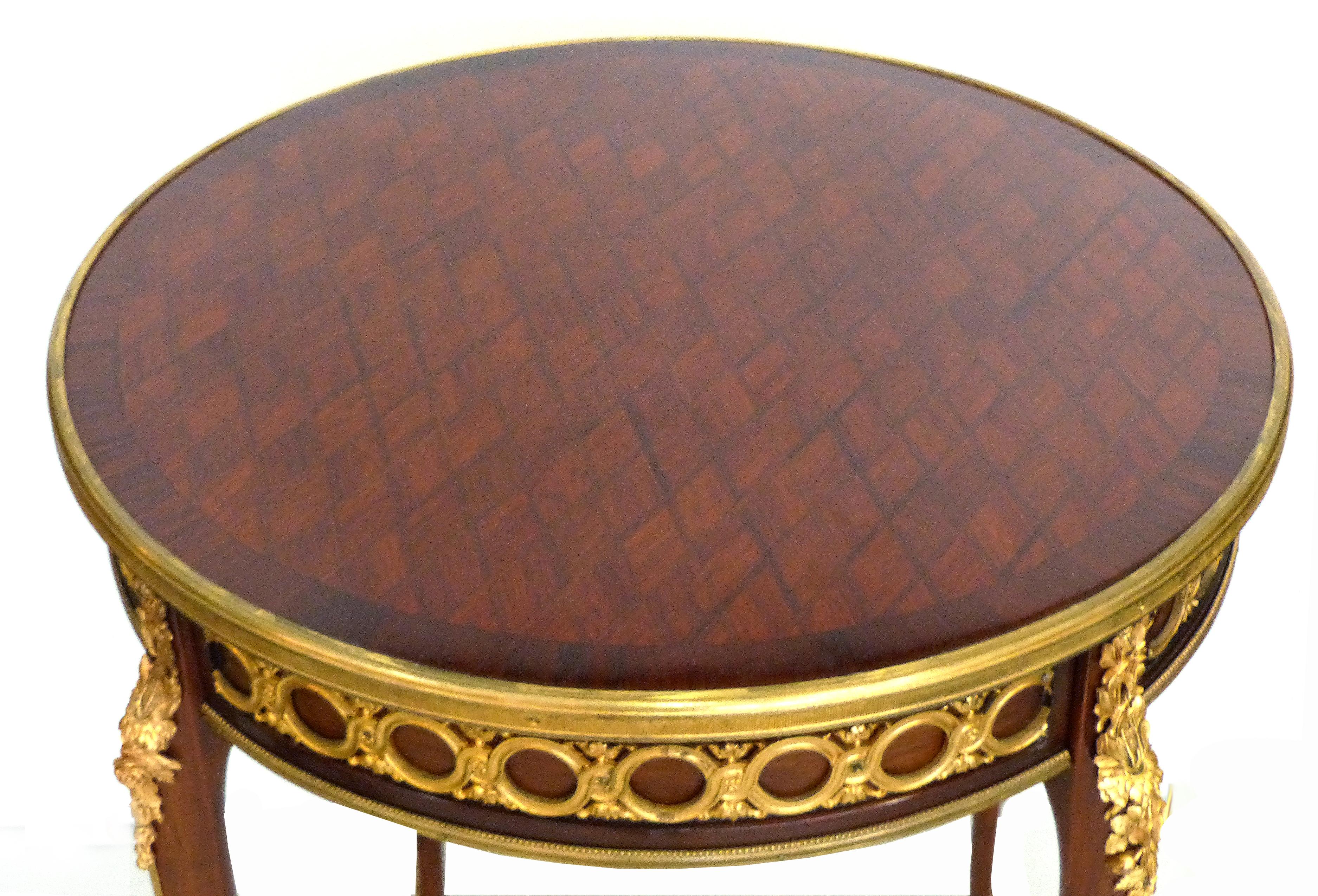 Francois Linke Gueridon with Parquetry and Gilt Bronze Mounts 1