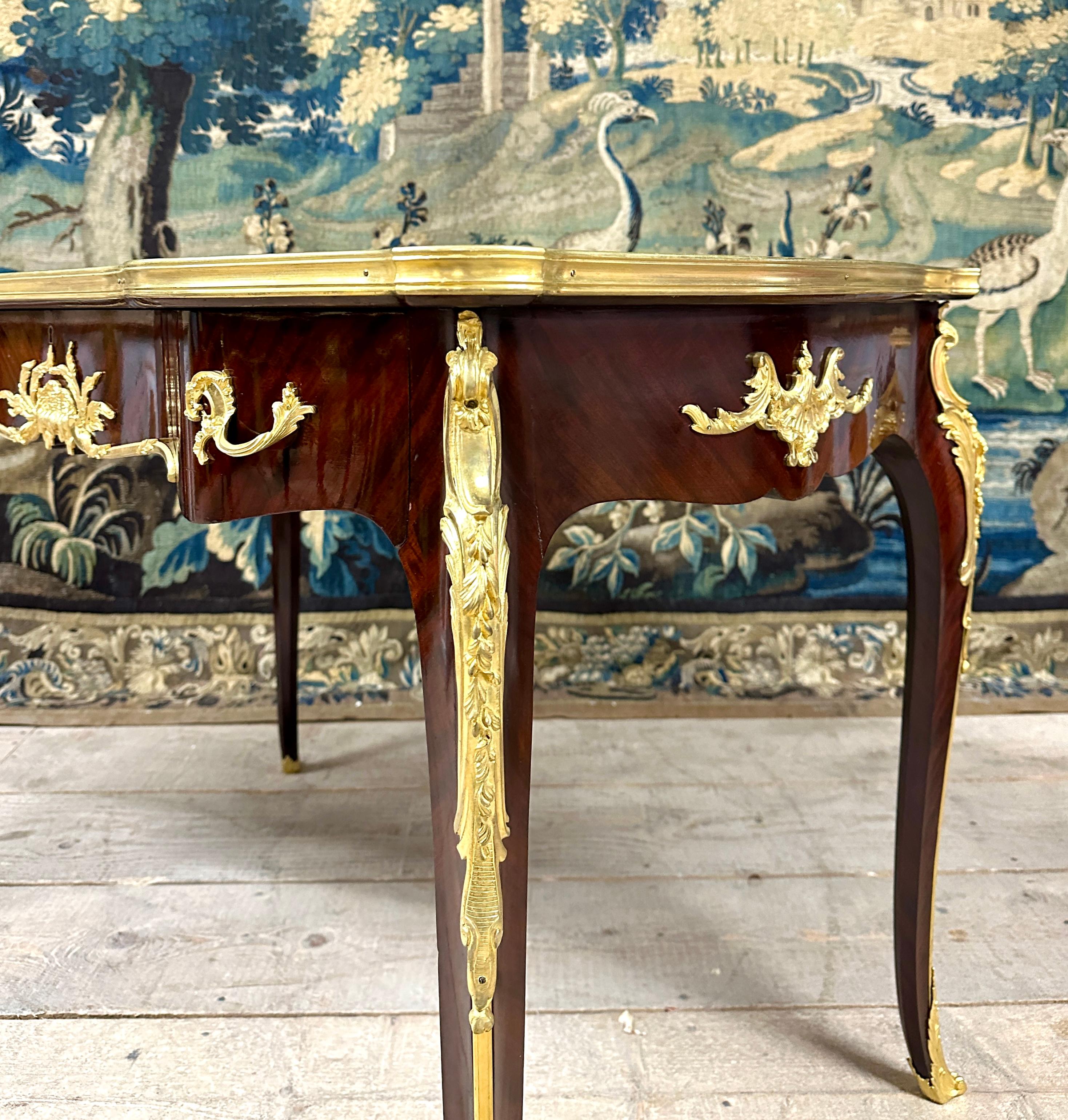 François Linke, Louis XV Style Desk in Marquetry and Gilt Bronze, Napoleon III 4