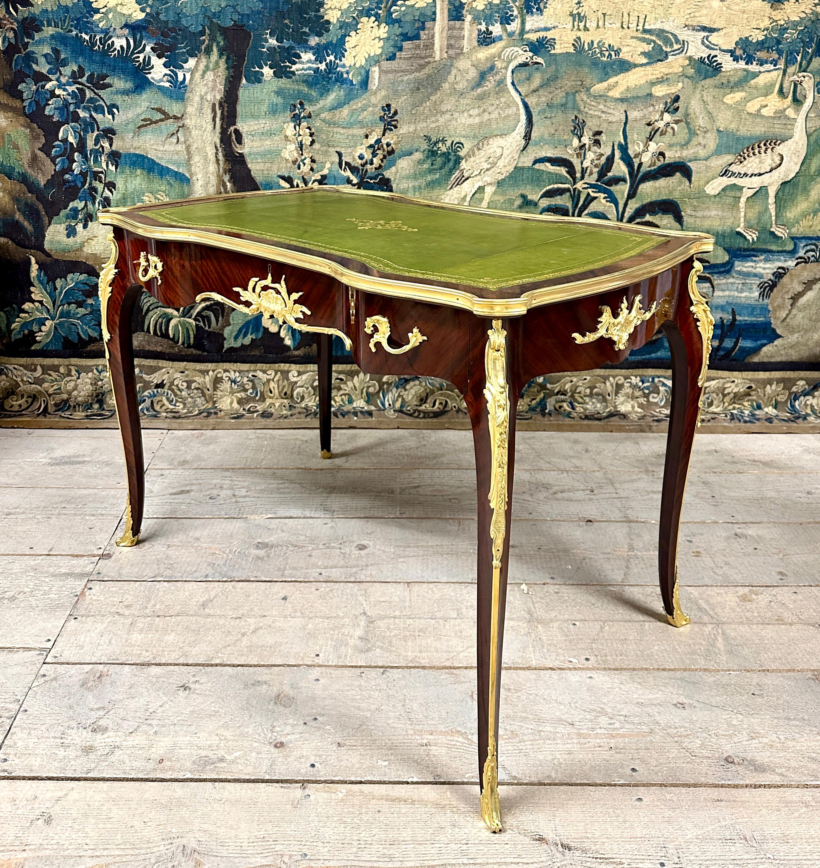 François Linke, Louis XV Style Desk in Marquetry and Gilt Bronze, Napoleon III 5