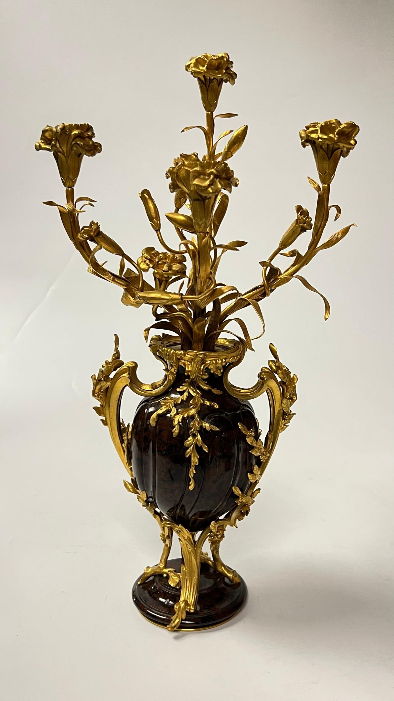 Francois Linke Louis XVI Style Gilt Bronze and Marble Mantel Clock Garniture For Sale 11