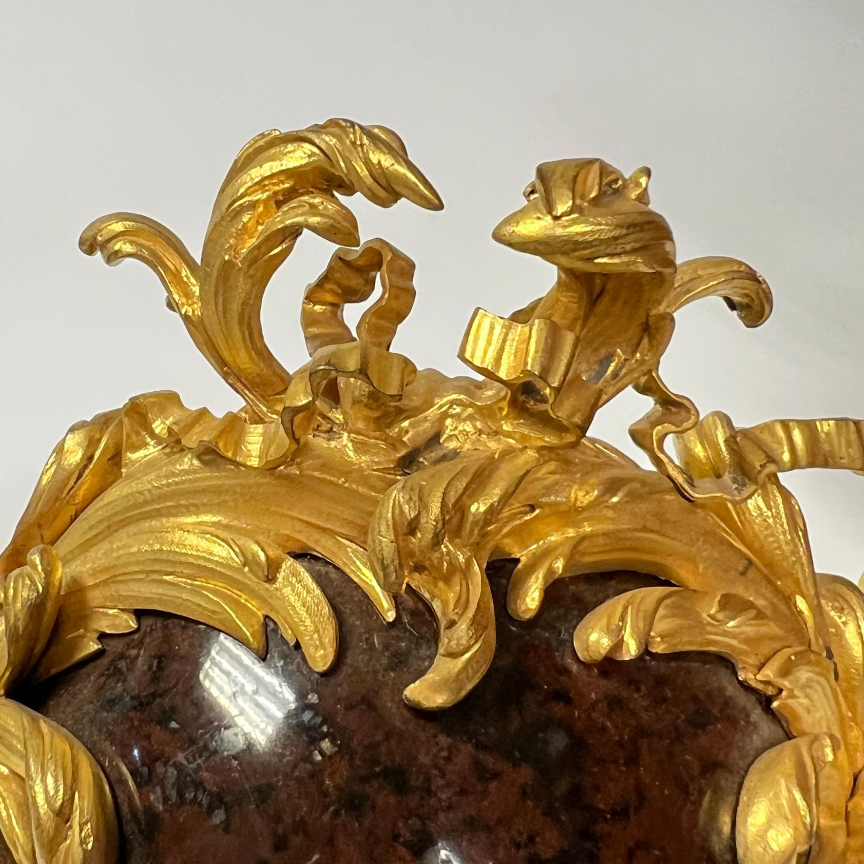 Batik Francois Linke Louis XVI Style Gilt Bronze and Marble Mantel Clock Garniture For Sale