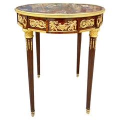 François Linke, Louis XVI Style gueridon in Marquetry and Gilt Bronze, Signed