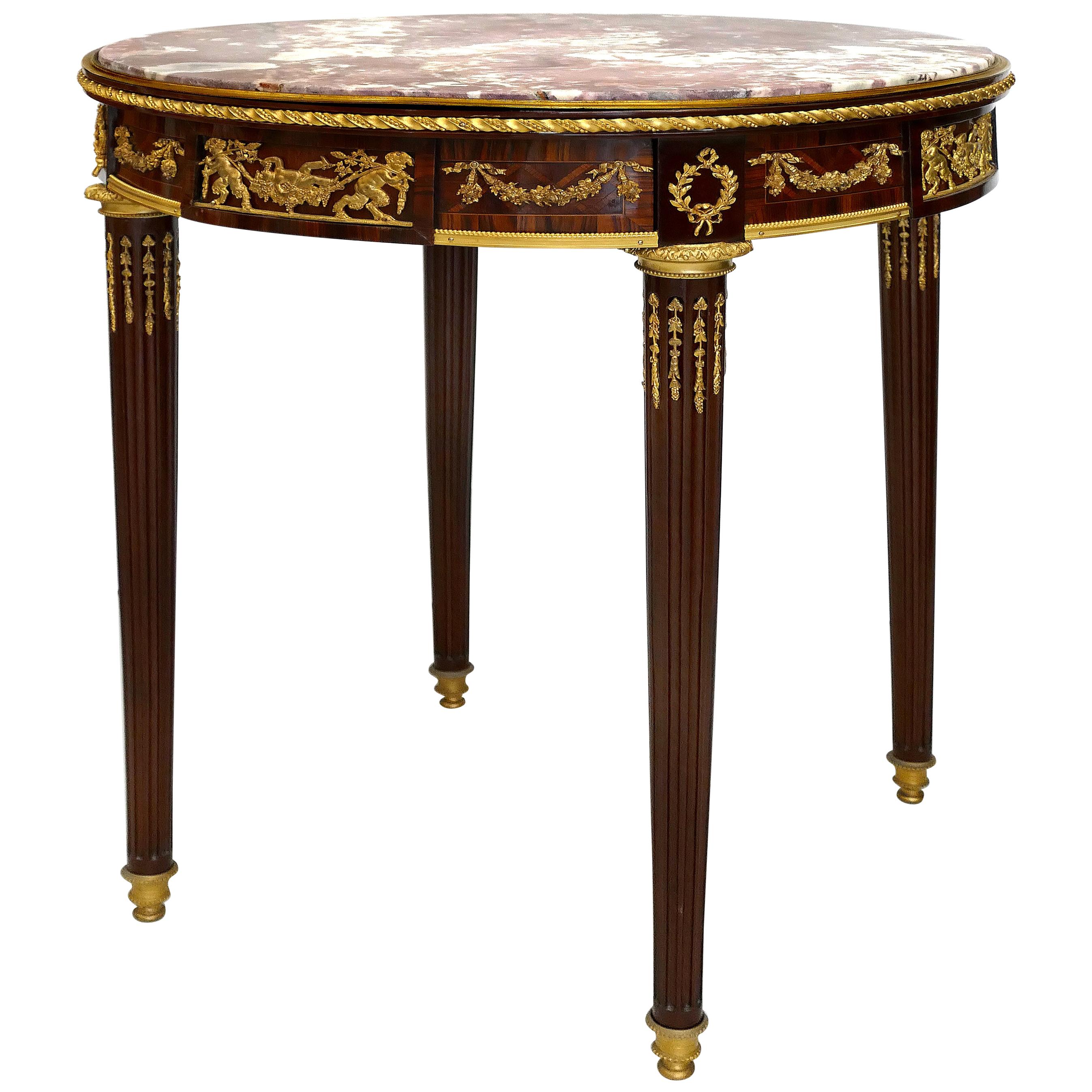 Francois Linke Louis XVI Style Gueridon Side Table, France, circa 1880