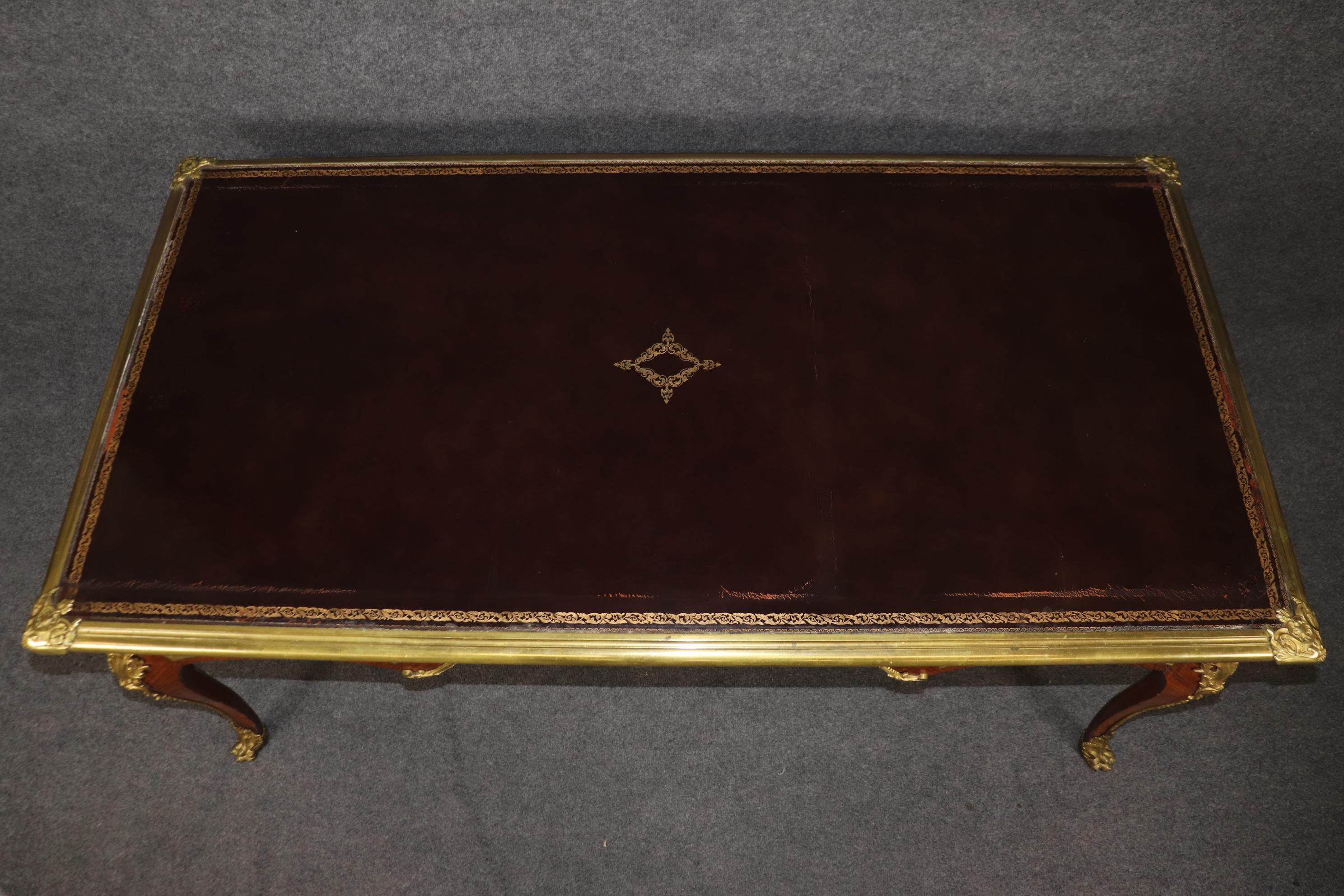 Francois Link Scrivania di qualità con piano in pelle montata in bronzo in vendita 5