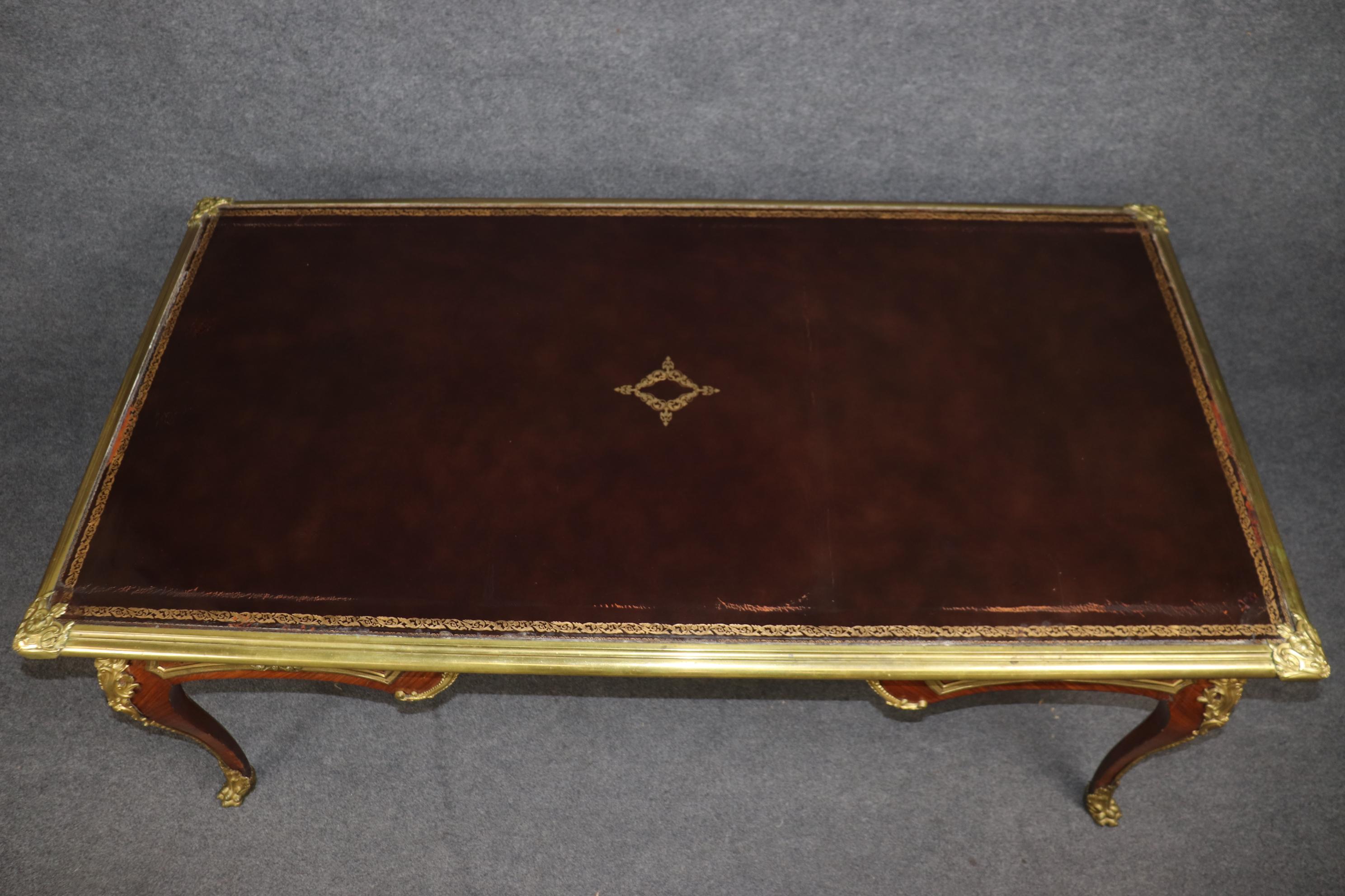 Francois Link Scrivania di qualità con piano in pelle montata in bronzo in vendita 6
