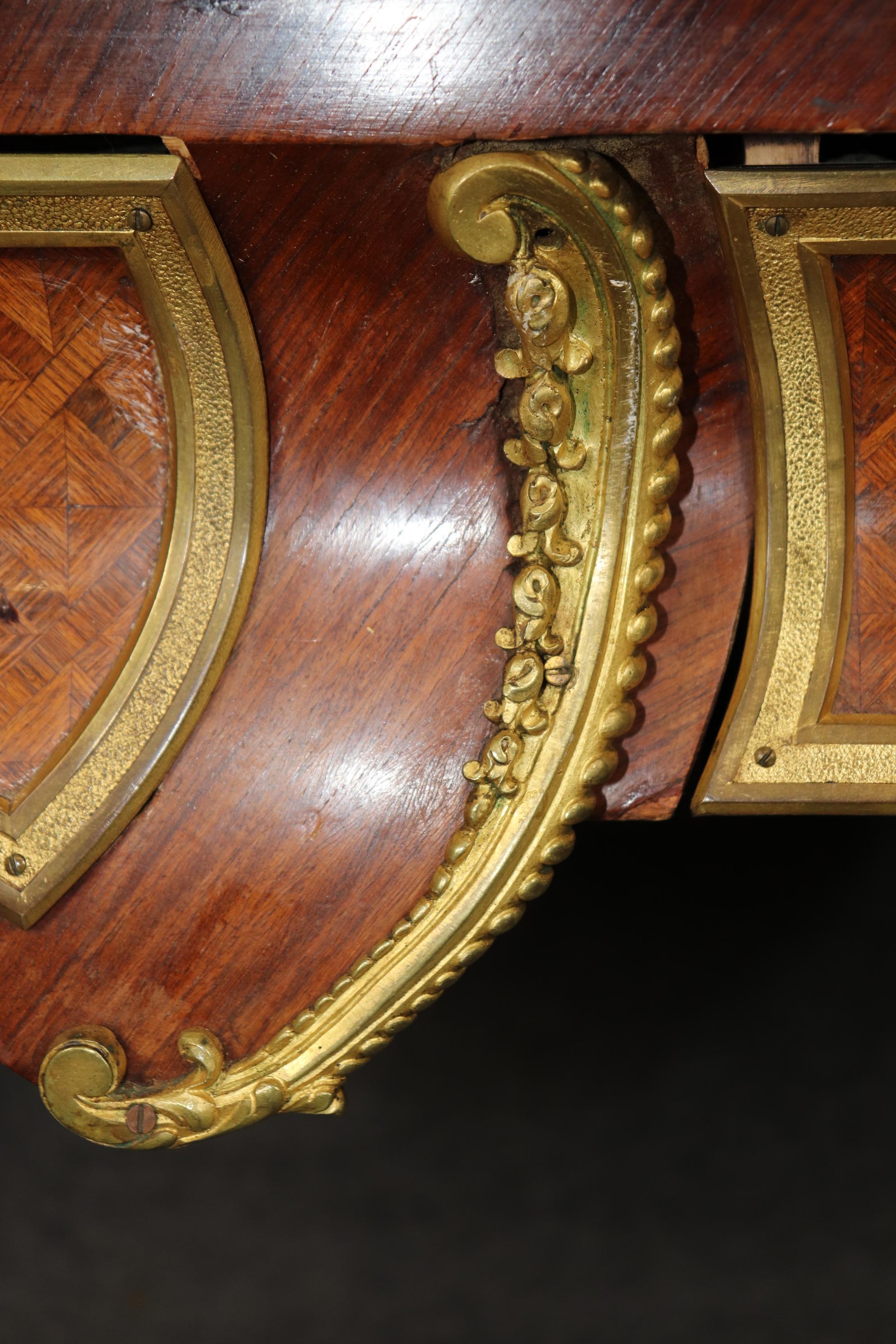 Francois Link Scrivania di qualità con piano in pelle montata in bronzo in vendita 9