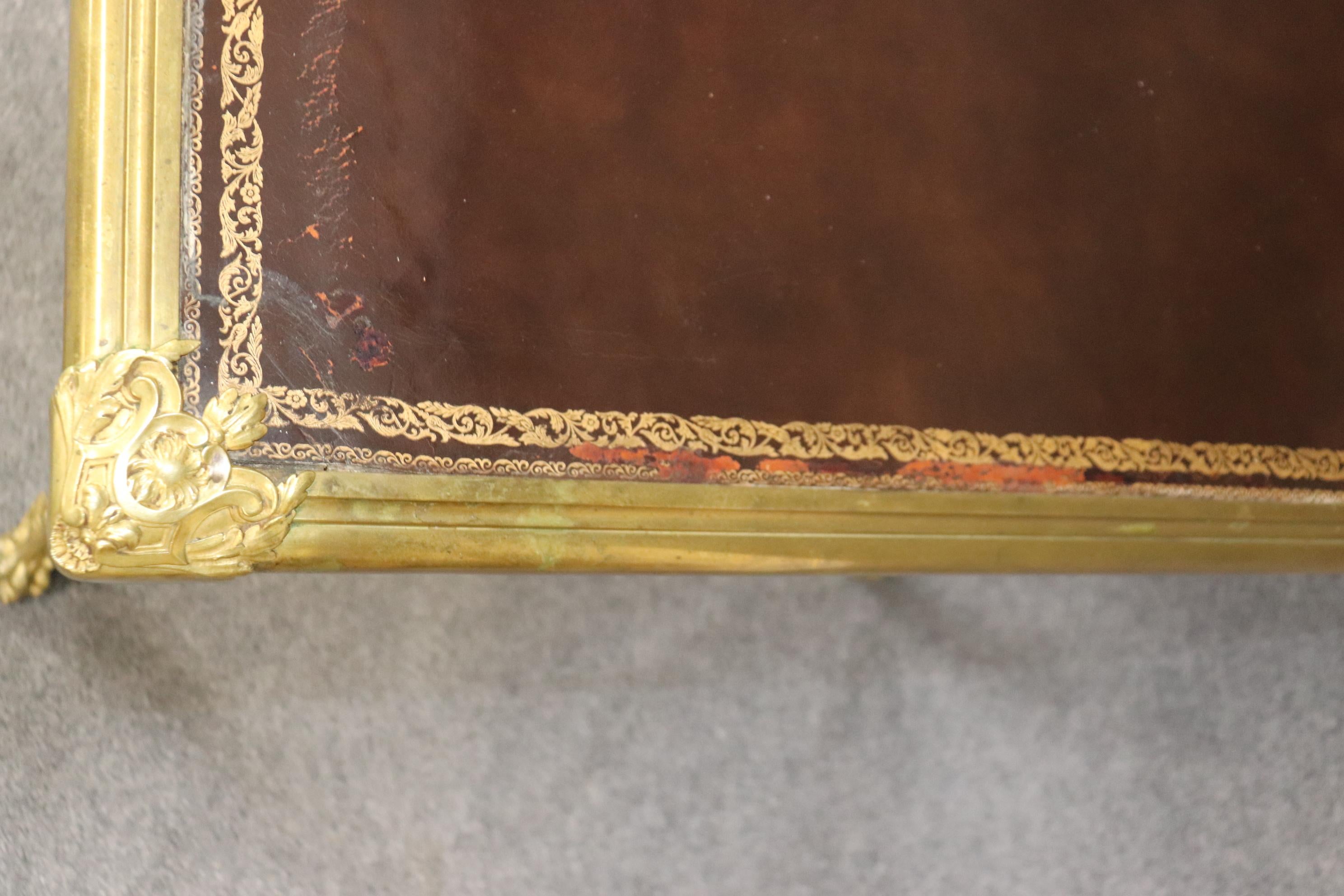 Francois Link Scrivania di qualità con piano in pelle montata in bronzo in vendita 12
