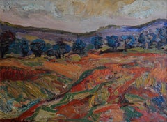 François Lombardi, The Lane of Olive Trees, huile sur toile, années 1960
