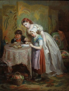 Mother with children at homework