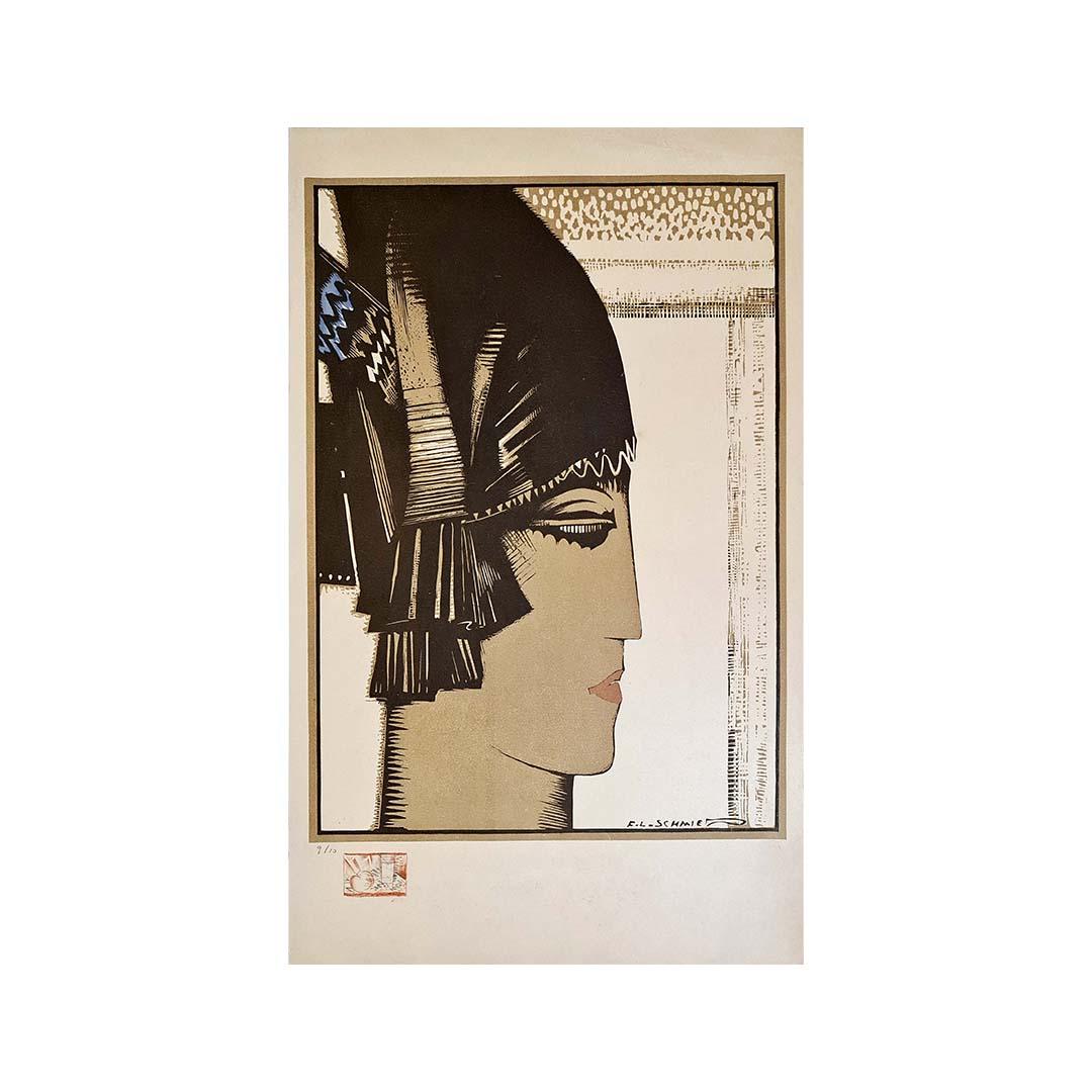 Circa 1930 lithograph numbered 9/10 - Louis-François Schmied representing Athena