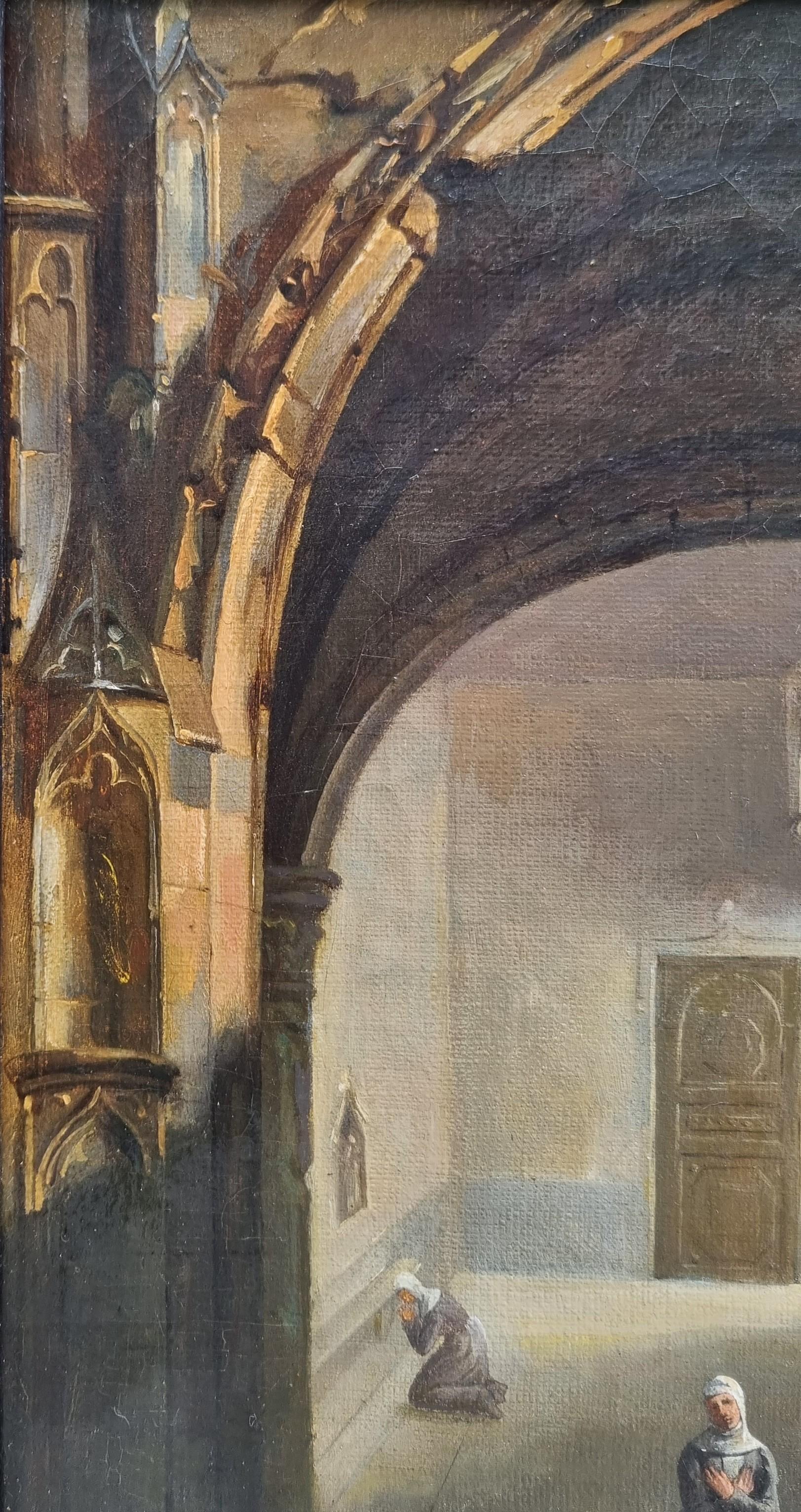 François-Marius GRANET (Cercle de)
Aix-en-Provence, 1775 - Aix-en-Provence, 1849
Intérieur d'un couvent avec des religieuses
Huile sur toile
35 x 27,5 cm (39,5 x 31 cm avec le cadre)
Beau cadre en bois noir et doré

Notre tableau est très proche