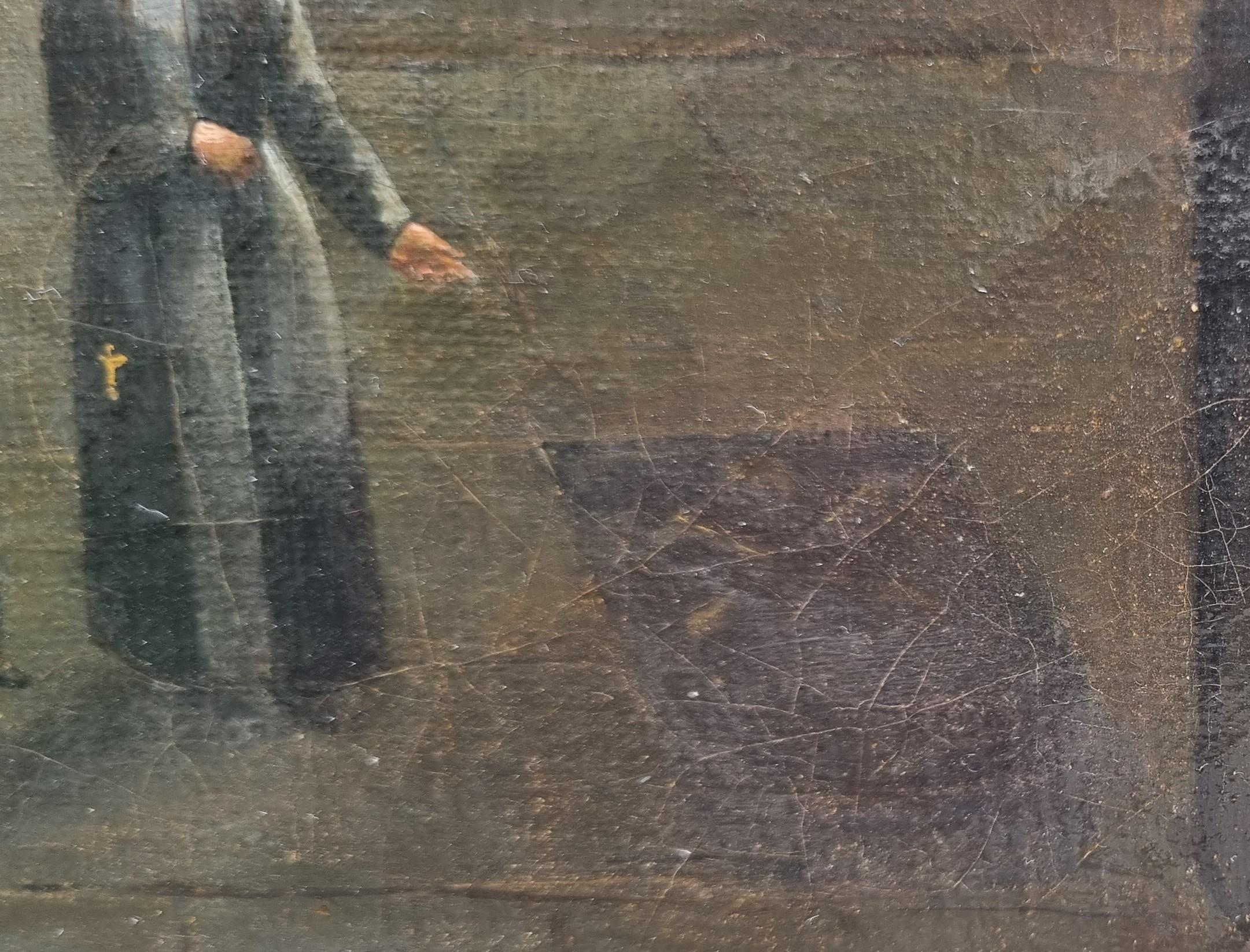 Tableau français Troubadour Intérieur Couvent Nonnes milieu 19ème en vente 3