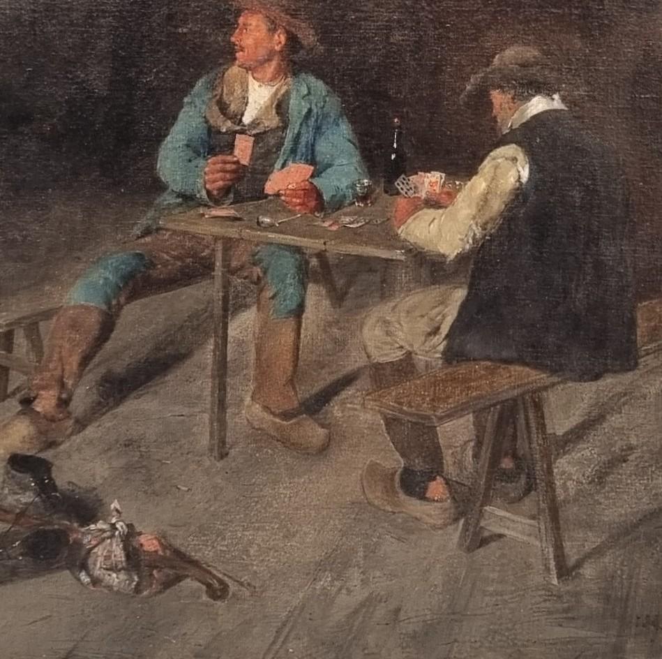Peinture française MARTIN-KAVEL Bretons Carte à jouer Salon Paris 19ème - Painting de François Martin-Kavel