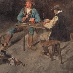 French Painting MARTIN-KAVEL Britanny Bretons Card playing Salon Paris 19th