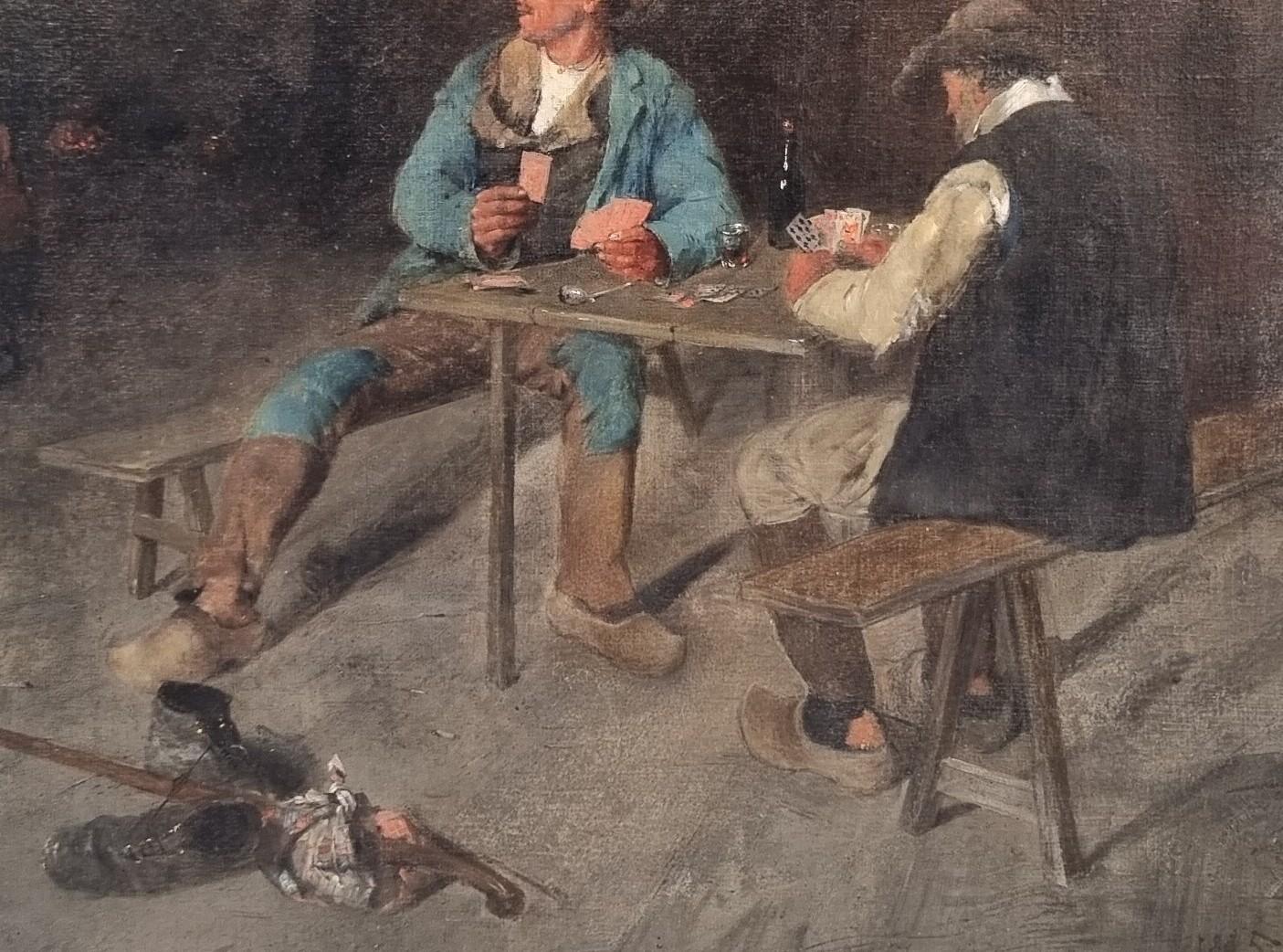 Peinture française MARTIN-KAVEL Bretons Carte à jouer Salon Paris 19ème - Académique Painting par François Martin-Kavel