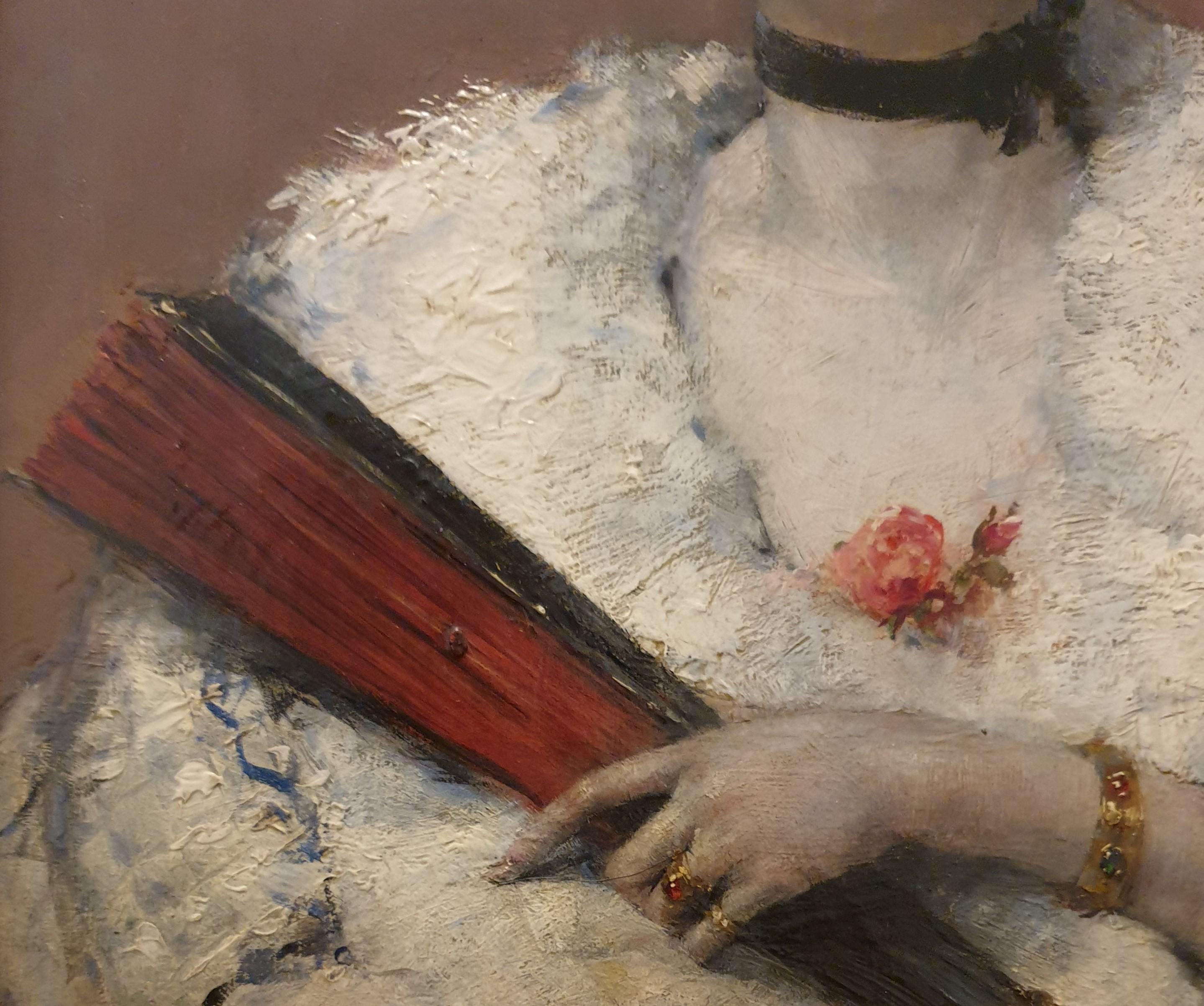 MARTIN-KAVEL Porträt einer schönen Frau, eleganter Fan, realistisch, französisch, 19. Jahrhundert im Angebot 1