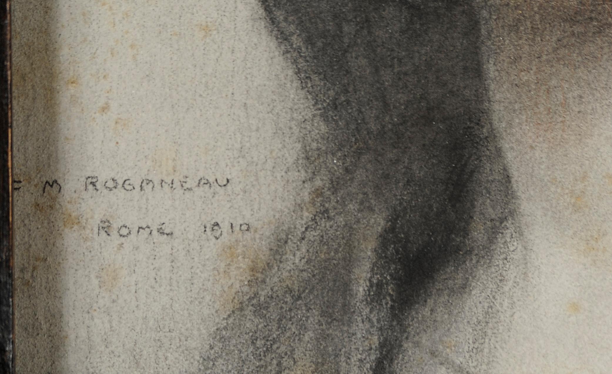 Porträt des Modells und der zukünftigen Frau des Malers : Almerinda Caira (Schwarz), Portrait Painting, von Francois-Maurice Roganeau