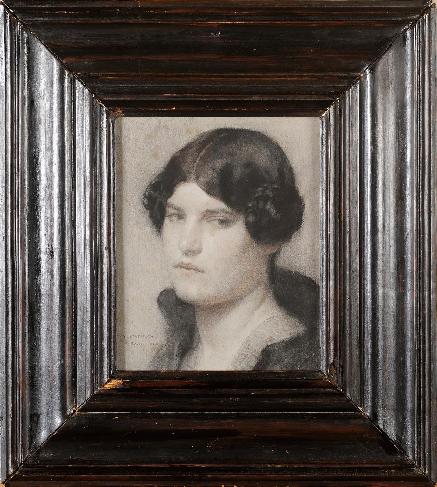 Francois-Maurice Roganeau Portrait Painting – Porträt des Modells und der zukünftigen Frau des Malers : Almerinda Caira