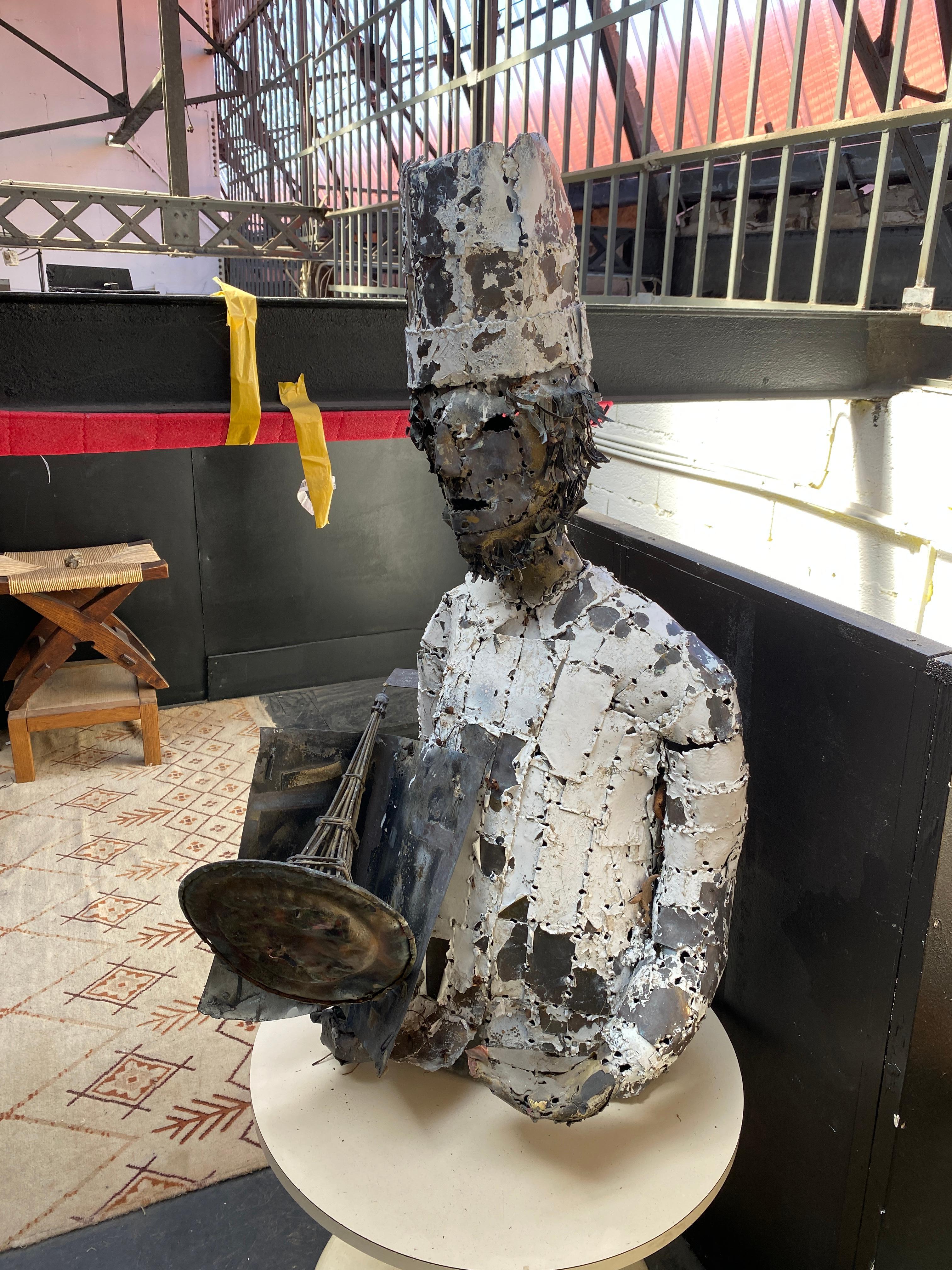 French Francois Melin '1942-2019' Large Sculpture, Metal Representing a Parisian Cook For Sale