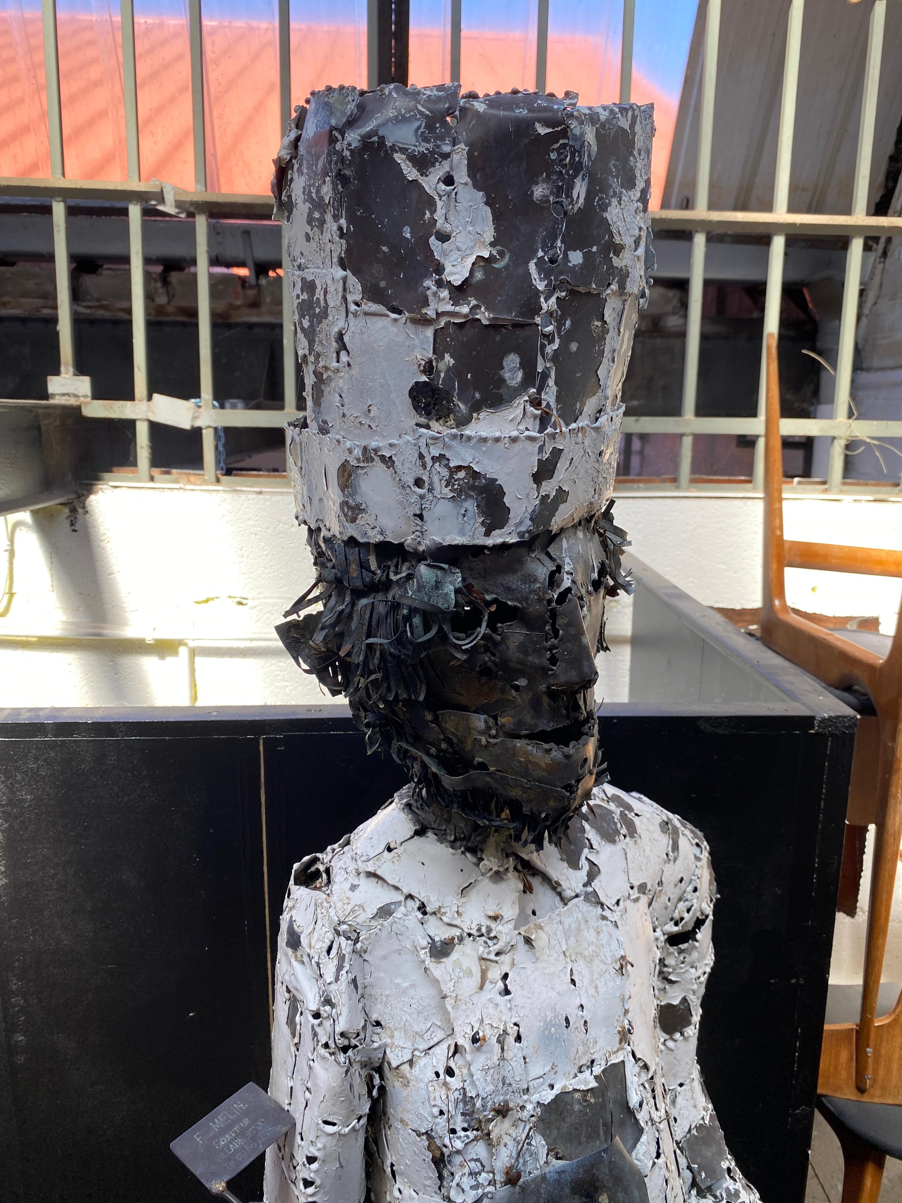 Late 20th Century Francois Melin '1942-2019' Large Sculpture, Metal Representing a Parisian Cook For Sale